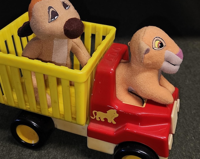 Vintage Tonka Circus Lion Truck Toy and Lion King Stuffies Kiara & Timon