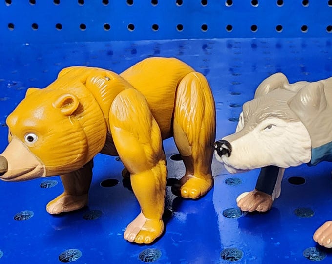Disney Brother Bear Figure Bundle Gray Wolf Denahi and Brother Bear Kenai