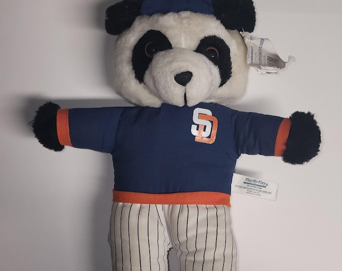 Vintage MLB Play by Play Plush Baseball Bear San Diego Padres
