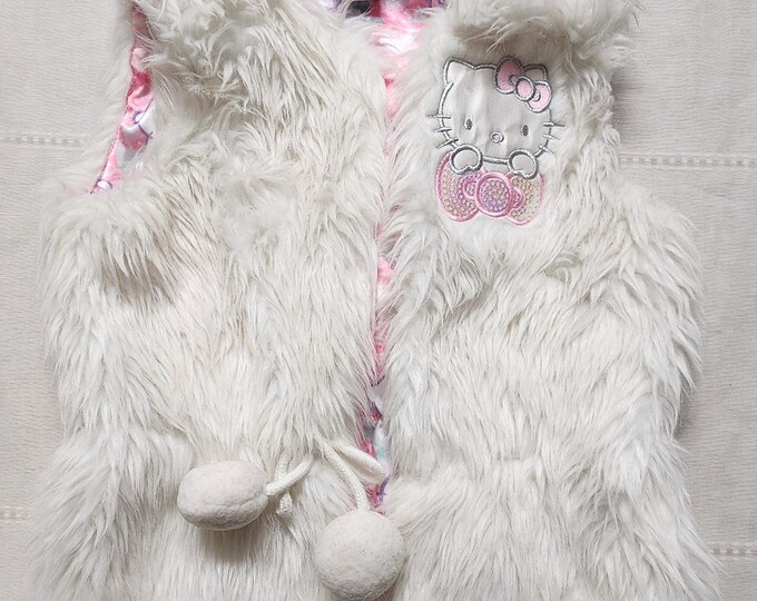 Vintage Hello Kitty Faux Fur Vest Size Small