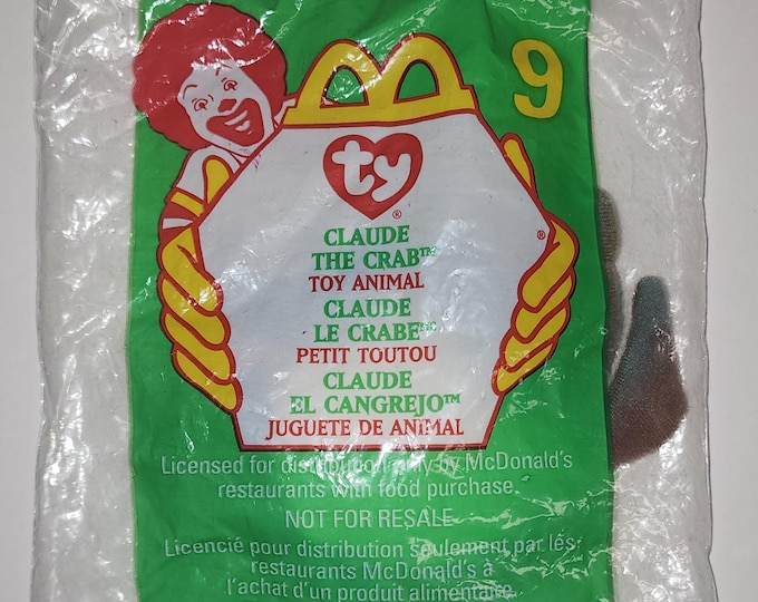 Vintage Error McDonalds 1999 TY Teenie Beanie Baby #9 Claude the Crab.