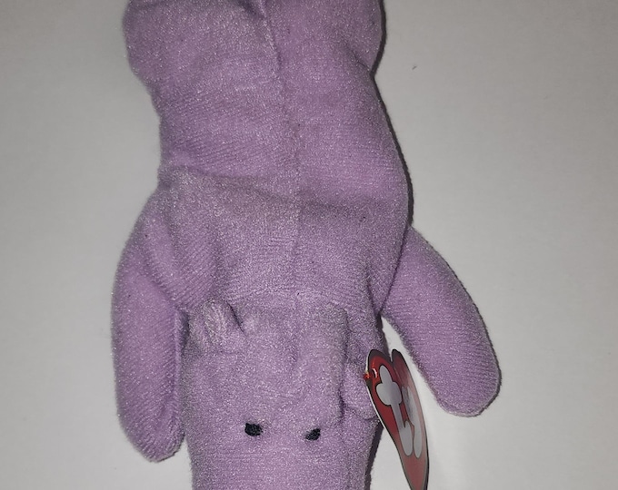 TY Teenie Beanie Baby Happy the Hippo Lavender 1995