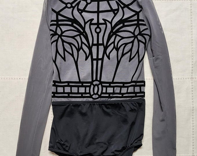 Weissman Elite Connexion Gray and Black Long Sleeve Leotard Dance Costume MC