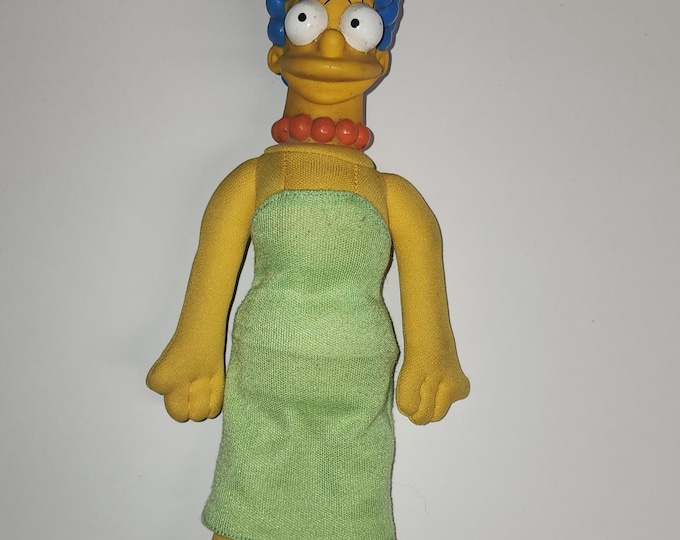 Vintage The Simpsons Marge Simpson Plush Doll Plastic Head 1990 11 Inches
