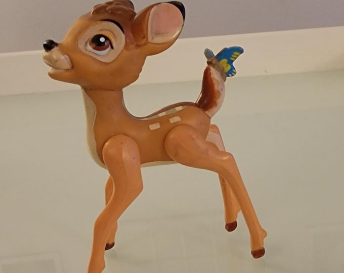 Vintage Disney Bambi Figure with Blue Butterfly