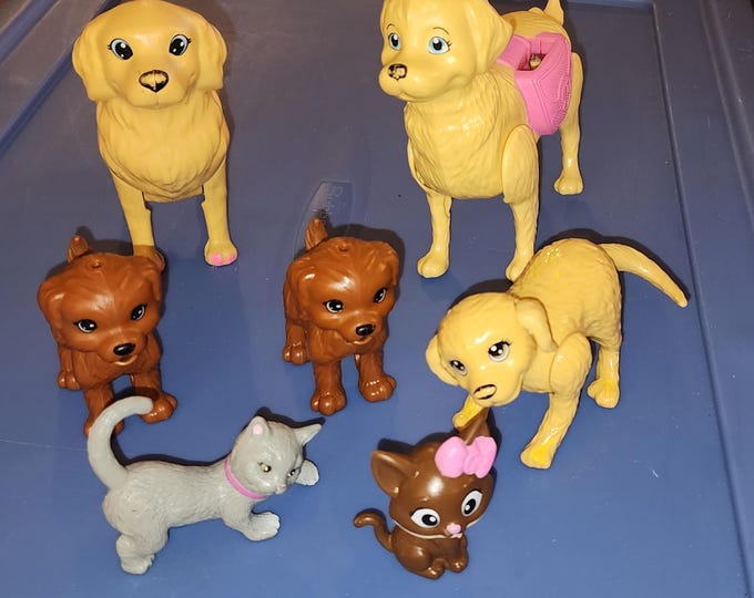 Barbie Pet Bundle Lot of 7 Pets Included 2 cat and 5 dogs.