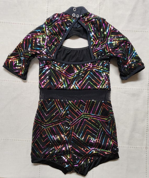 Weissman Applause Black Rainbow Sequin Biketard G… - image 3