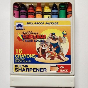 Vintage Golden Walt Disney Chip N Dale Rescue Rangers 16 Count Crayon Box