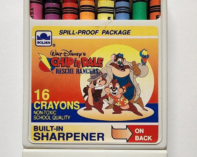 Vintage Golden Walt Disney Chip N Dale Rescue Rangers 16 Count Crayon Box