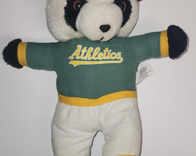 Vintage MLB Play by Play Plush Baseball Bear Oakland Athletics