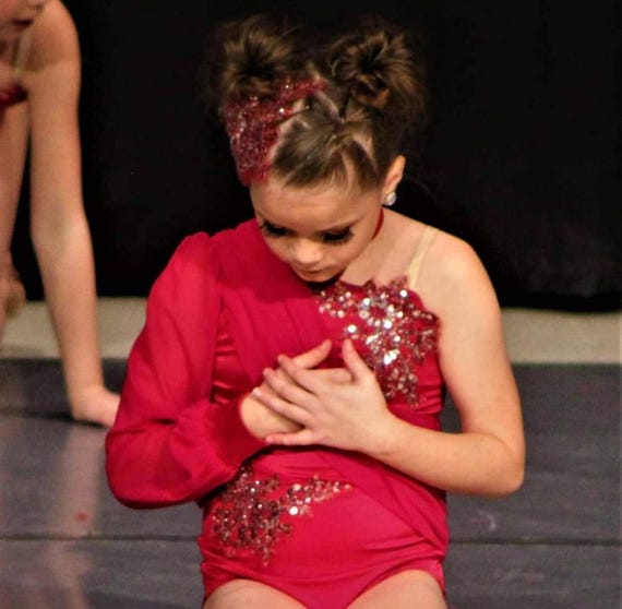 Weissman Lyrical Custom Dance Costume Dark Red Si… - image 5