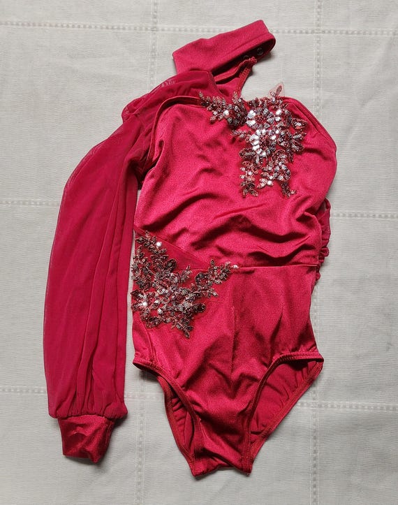 Weissman Lyrical Custom Dance Costume Dark Red Si… - image 1