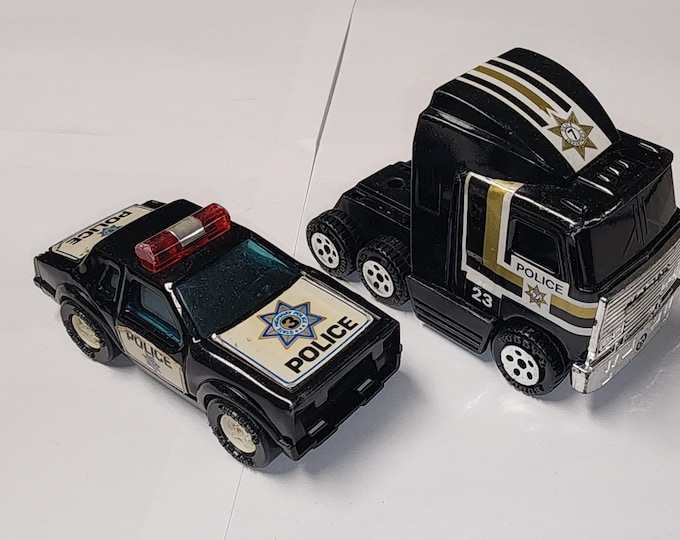 Vintage Buddy L Diecast Police Bundle State Highway Police Car and Semi Truck
