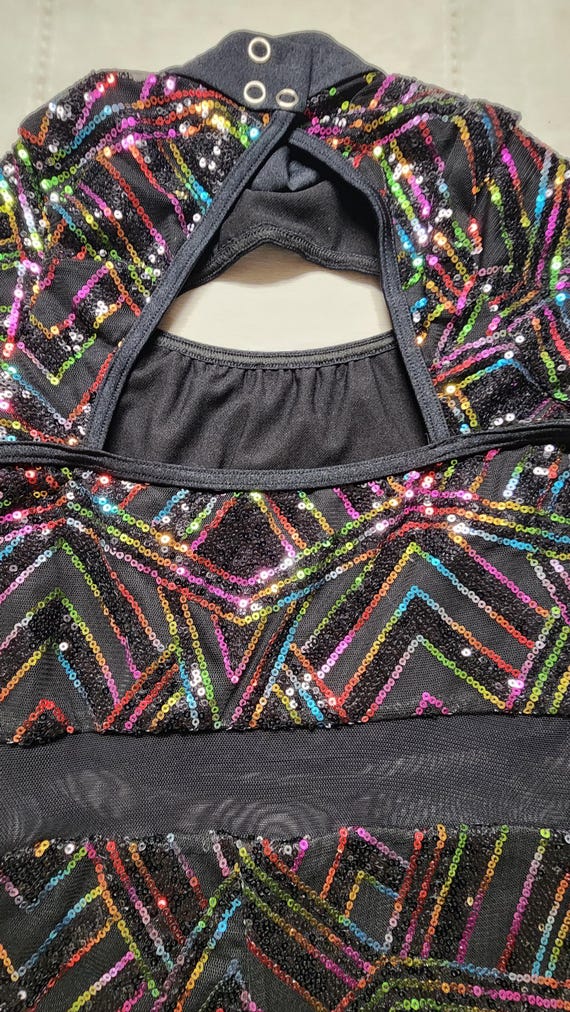 Weissman Applause Black Rainbow Sequin Biketard G… - image 4