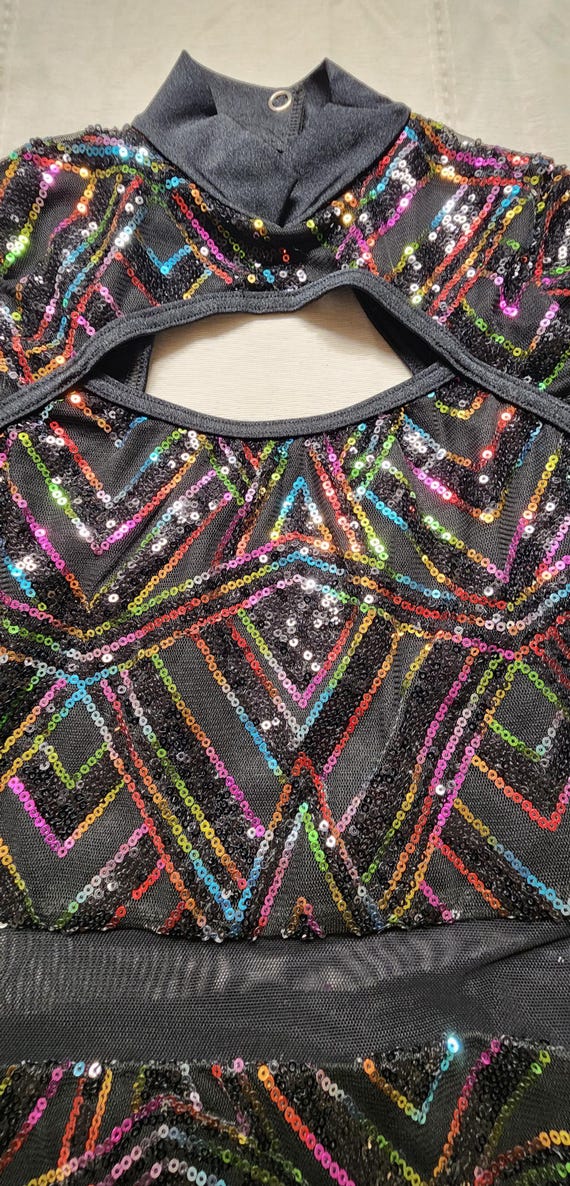 Weissman Applause Black Rainbow Sequin Biketard G… - image 2