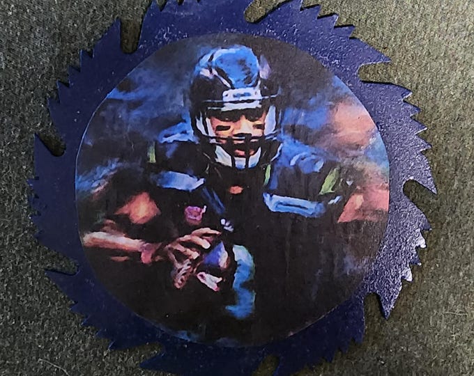 Russell Wilson Seattle Seahawks Inspired Decorative Saw Blade Wall Art