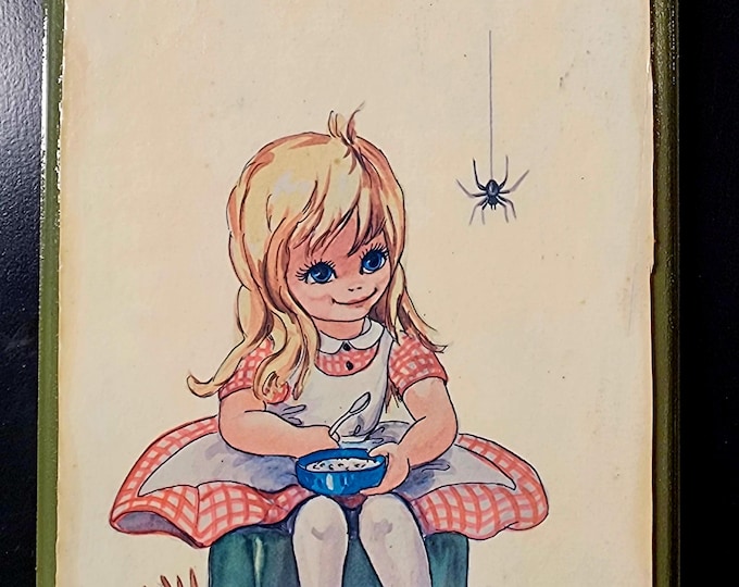 Vintage Little Miss Muffet and Spider Wall Art 1970's