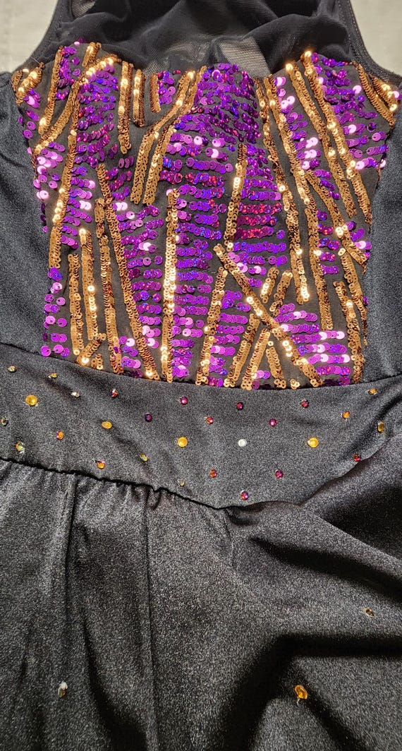 Weissman Dance Costume Black with Purple and Gold… - image 4