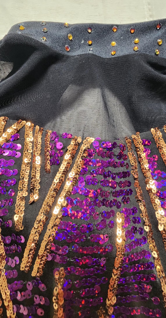 Weissman Dance Costume Black with Purple and Gold… - image 5