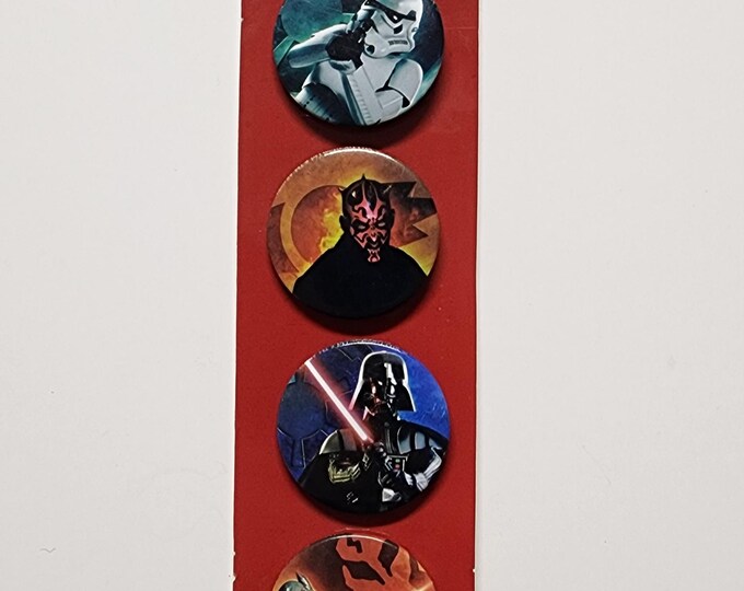 Star Wars Button Set Storm Trooper, Darth Maul, Darth Vader, Boba Fett Brand New