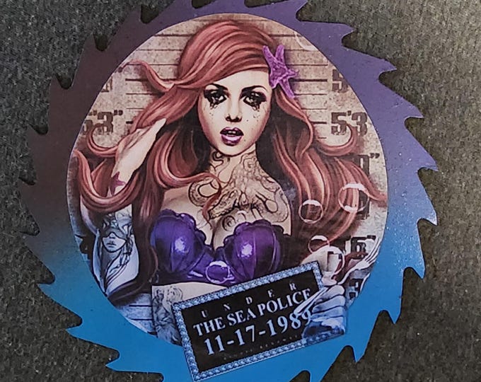The Little Mermaid Police Mugshot Decorative Saw Blade Wall Art