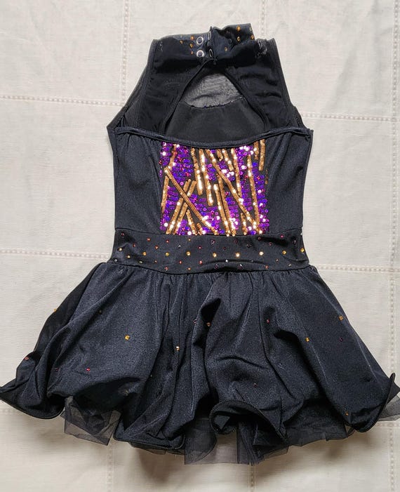 Weissman Dance Costume Black with Purple and Gold… - image 2
