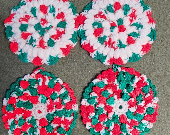 Handmade Crochet Hot Pot Holder Christmas Themed