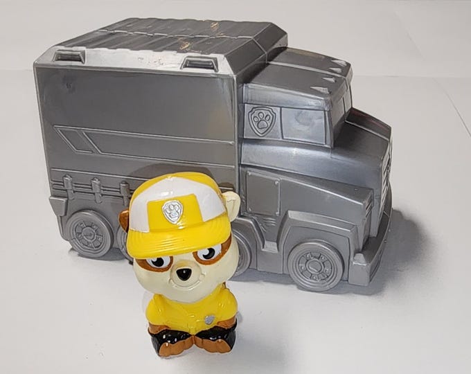 PAW Patrol Big Truck Pups Rubble Mini Figure and Reusable Truck Container