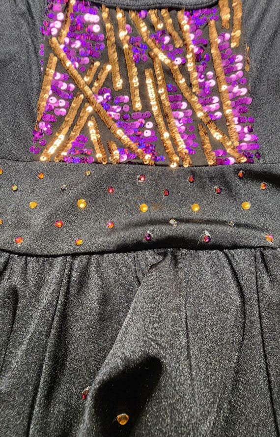 Weissman Dance Costume Black with Purple and Gold… - image 3