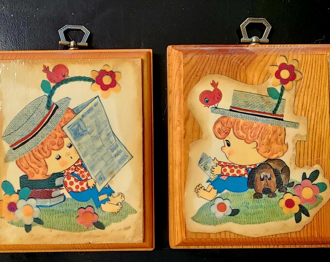 Vintage Wooden Wall Art Raggedy Ann and Andy Two Pieces Included
