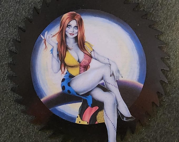 Nightmare Before Christmas Sally Stitches Decorative Saw Blade Wall Hanging
