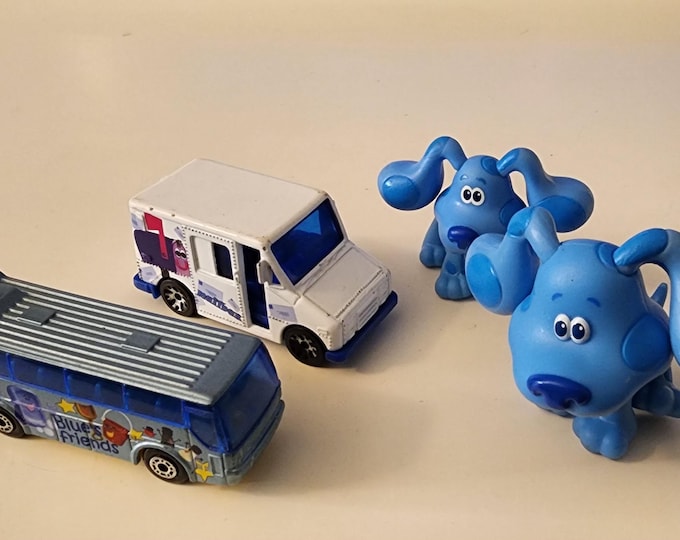 Blues Clues Figure and Die Cast Toy Vehicle Bundle 4 Pieces Included
