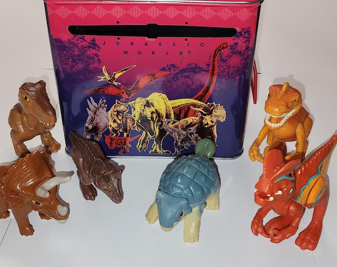 McDonalds Jurassic World Camp Cretaceous and Metal Mailbox Dinosaur Bundle Lot of 7