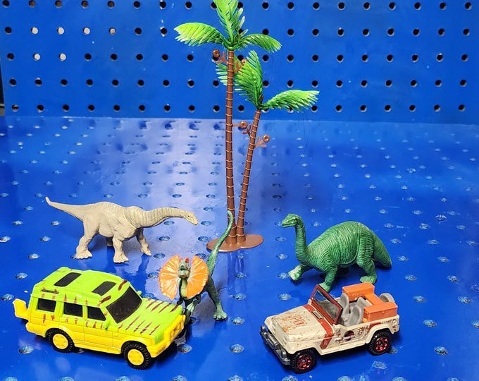 Jurassic Park Dinosaur and Diecast Car Bundle Lot of 6