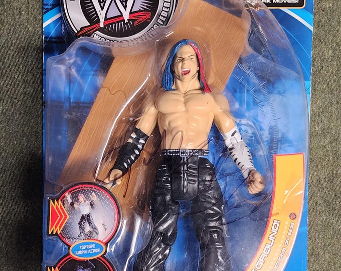 Autographed WWF Jeff Hardy Wrestling Figure New In Box 2001 JAKKS Pacific