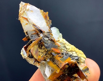 Rare Red Brookite Crystals With Quartz On Matrix From Pakistan - 63.25 Carats