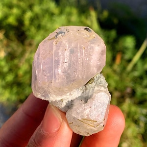 Pink Morganite Crystal With Green Tourmaline From Pakistan