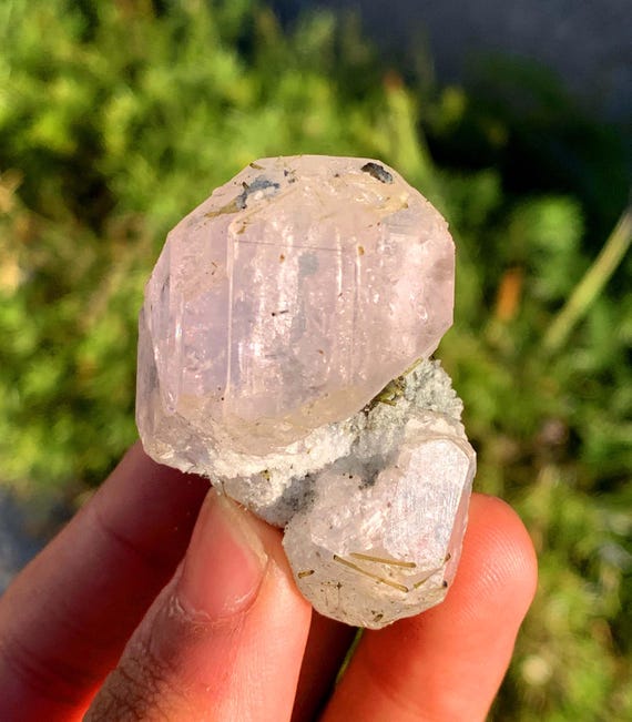 Pink Morganite Crystal With Green Tourmaline From Pakistan - 48 Gram