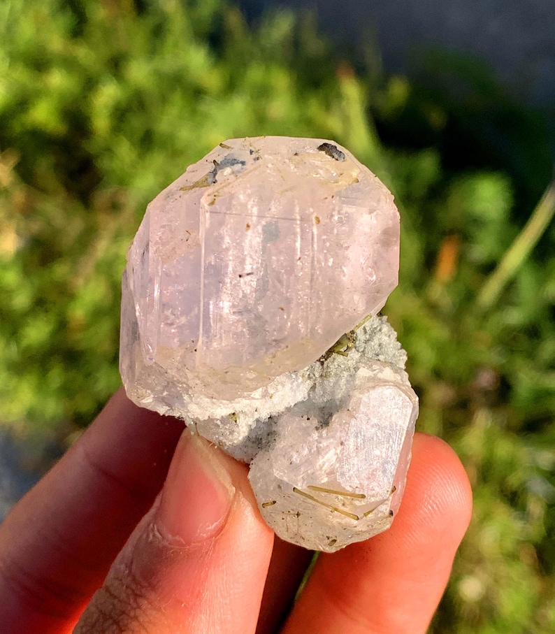Pink Morganite Crystal With Green Tourmaline From Pakistan