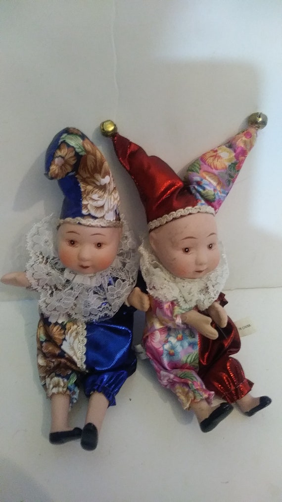 porcelain jester clown dolls