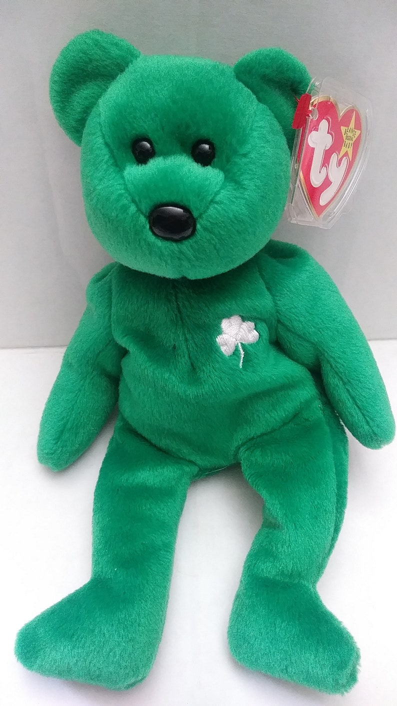 Ty Beanie Babies Erin Teddy Bear 1997 Green Plush Stuffed Etsy