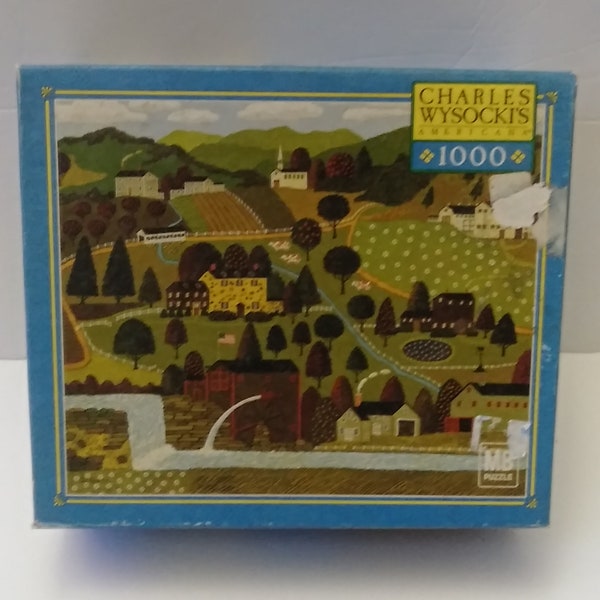 Charles Wysocki's 1000 Piece  Pre Owned MB Puzzle " Applejack Valley"  Jigsaw Puzzle