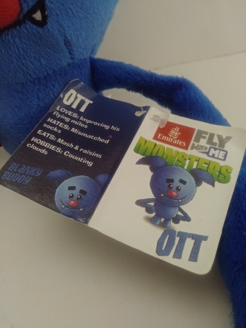 Emirates Airline Fly With Me Monsters Buddy Plush Ott Stuffie Etsy