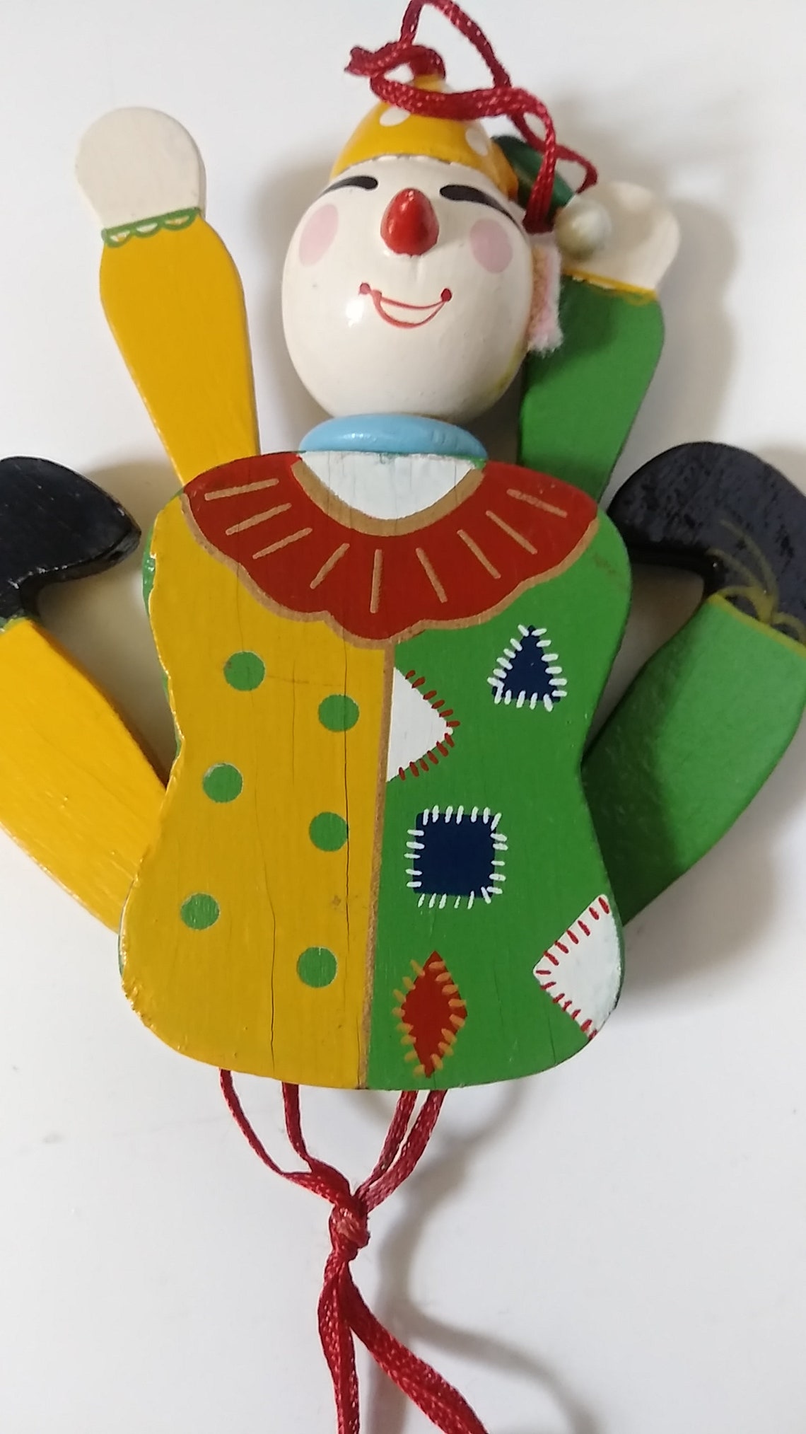 Vintage Wooden Pull String Puppet Ornament 7'' Hand Etsy