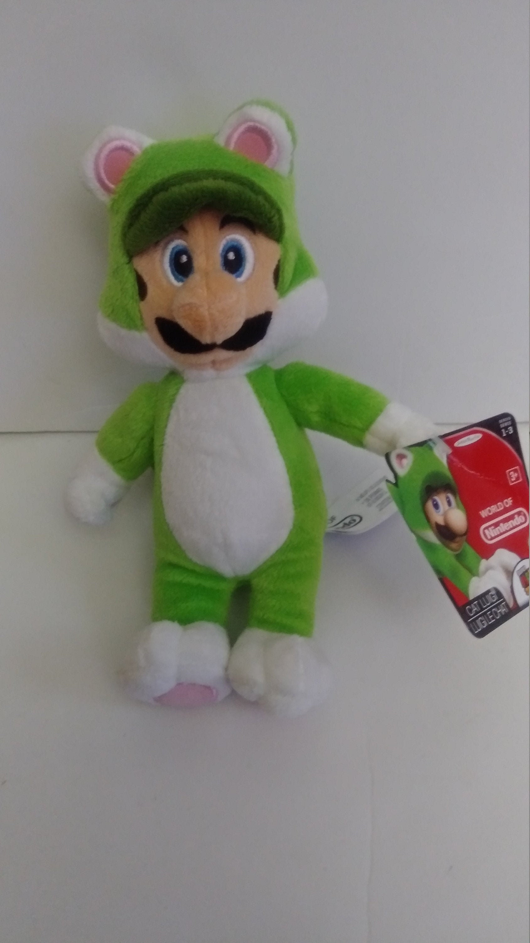 Super Mario Bros 3D World Cat Luigi Green Suit Soft Plush Toy Stuffed Animal 9" 