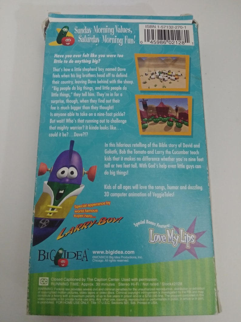 VHS Veggietales Dave and the Giant Pickle Lesson in Self | Etsy