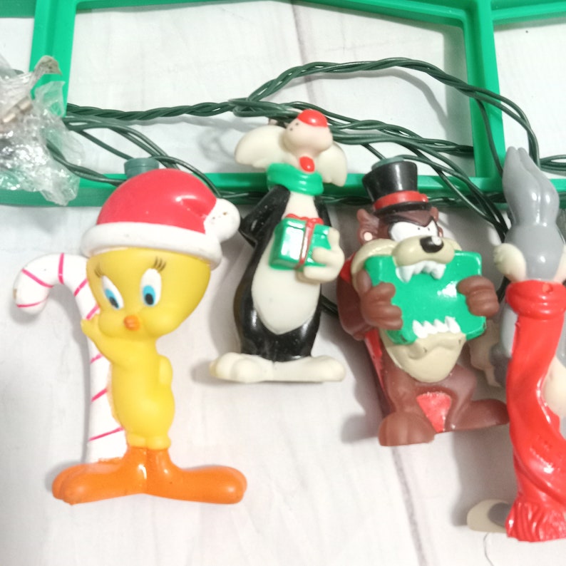 Vintage 1997 Looney Tunes Christmas Lights 8 Light Set Warner Etsy