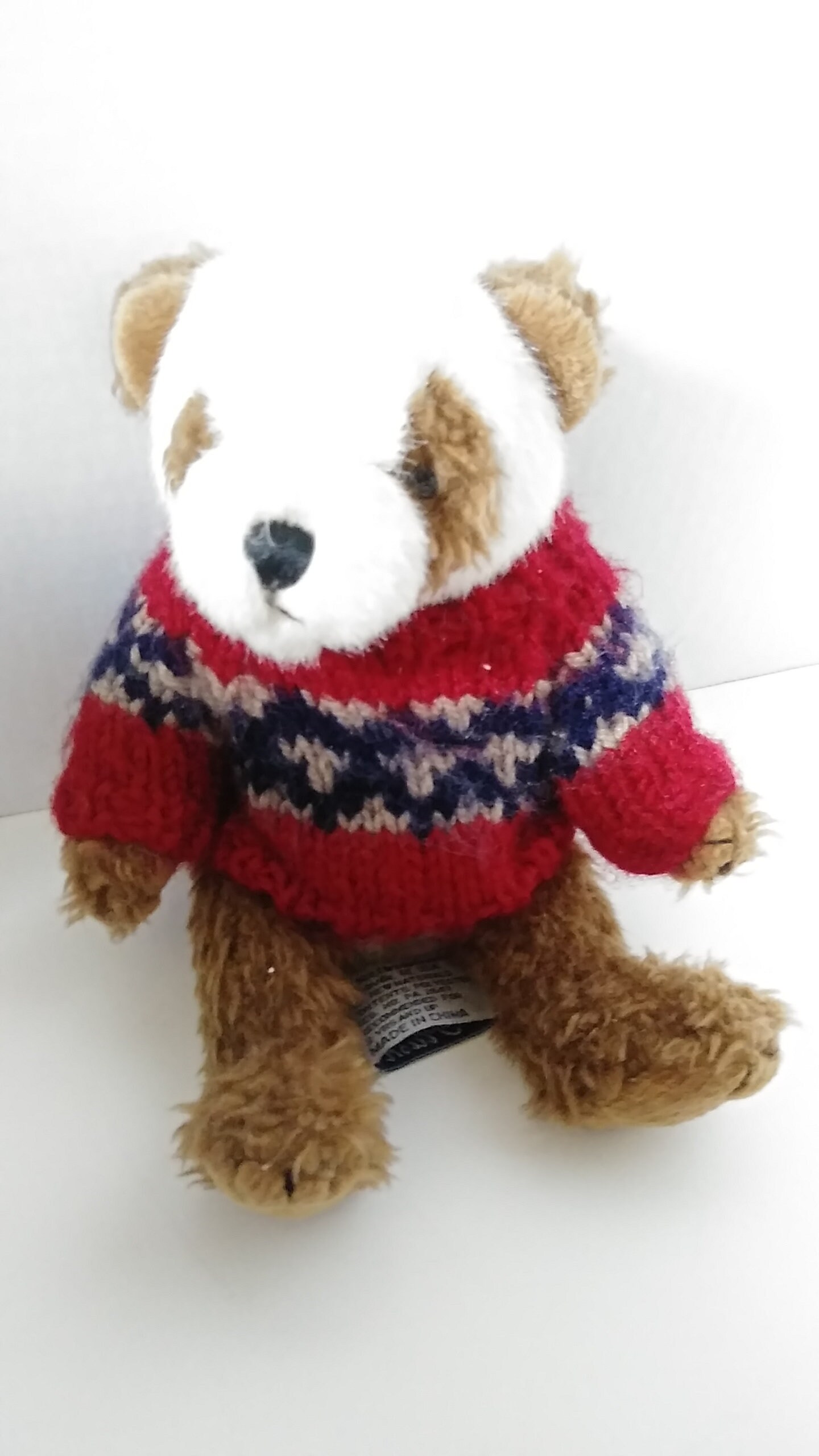 80s Teddy Bear in Sweater 8 Stuff Animal Plush Toy Chrisha Playful Plush Vtg Stuffed Animals