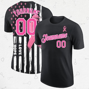 Custom Breast Cancer Shirt – Pink Ribbon Hope Love Tee – Personalized Name & Number Awareness Jersey
