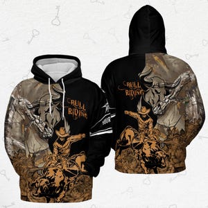 Bull Riding Hoodie – Western Rodeo Cowboy Pullover for Men & Women